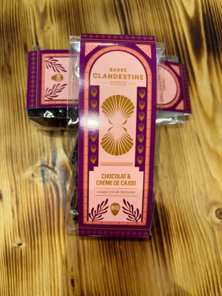 BARRE CLANDESTINE - Chocolat BIO - Coquillages crème de Cajou