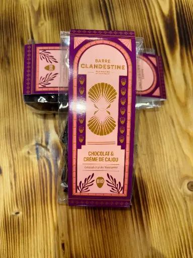 BARRE CLANDESTINE - Chocolat BIO - Coquillages crème de Cajou