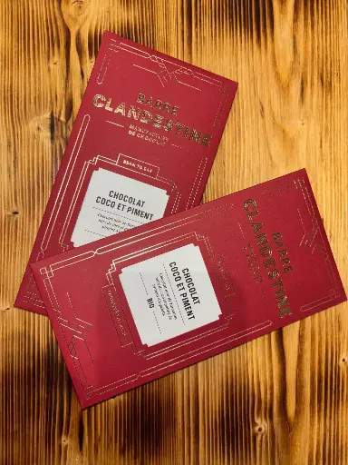 BARRE CLANDESTINE - Chocolat BIO - Barre Coco, Piment